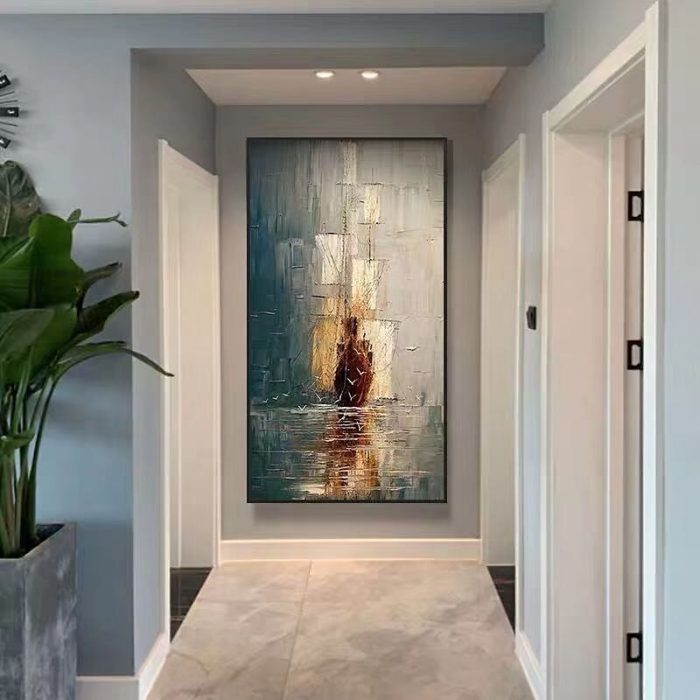 Large Ancient Ship Wall Art Vertical Painting For Wall Decor