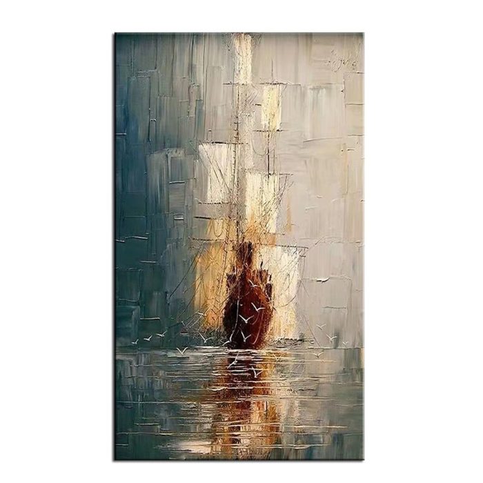 Large Ancient Ship Wall Art Vertical Painting For Wall Decor - Image 2