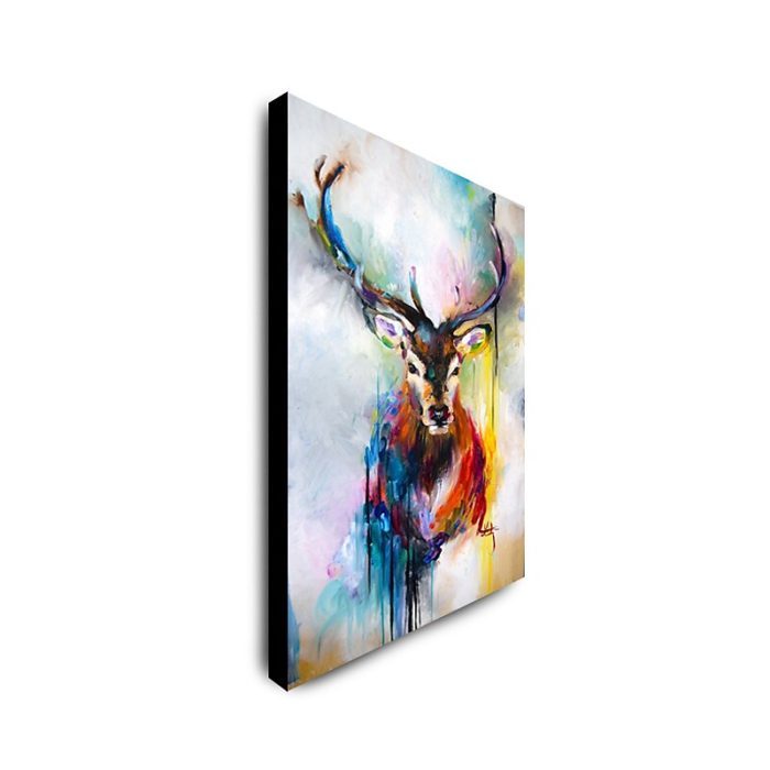 Large Deer Handmade Oil Painting Colorful Animals Wall Art - Image 3