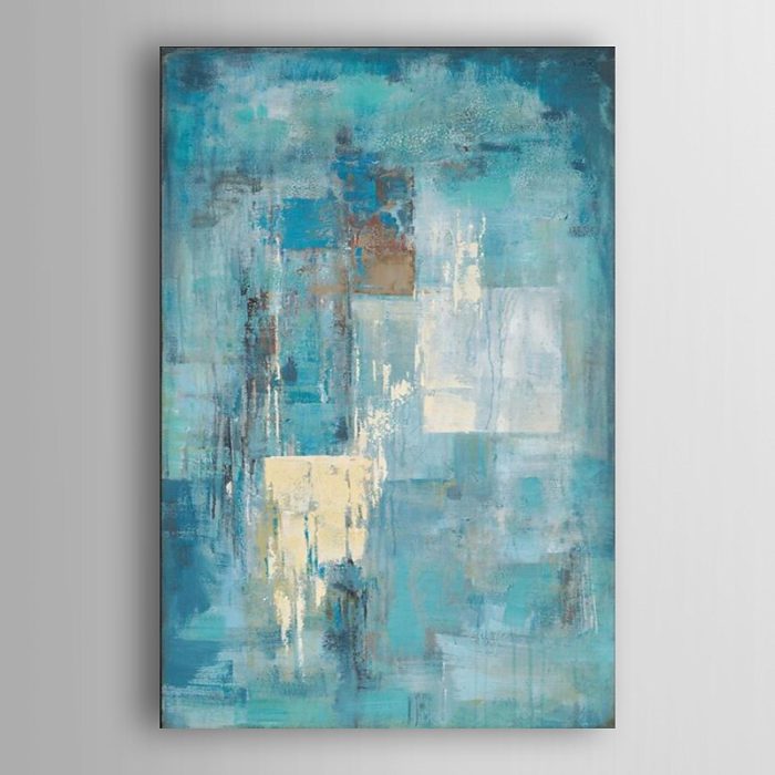 Large Wall Art Teal Abstract Oil Painting For Leisure Area Space - Image 2