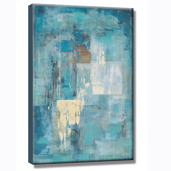 Large Wall Art Teal Abstract Oil Painting For Leisure Area Space - Image 4