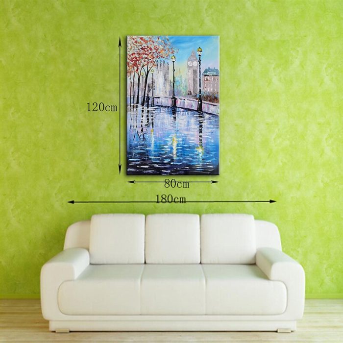 London Cityscape Painting Big Ben Blue Oil On Canvas For A Gift