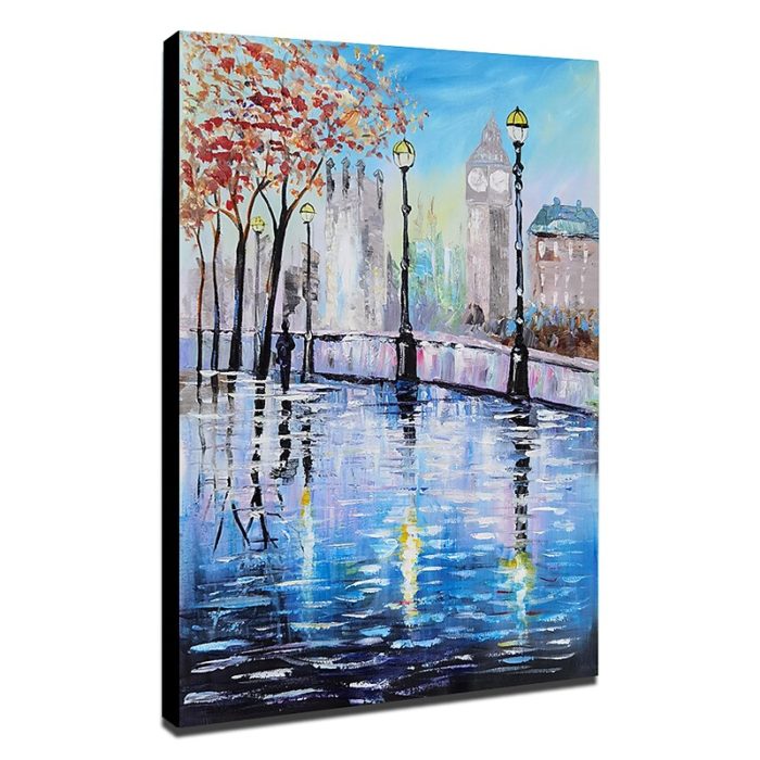 London Cityscape Painting Big Ben Blue Oil On Canvas For A Gift - Image 3