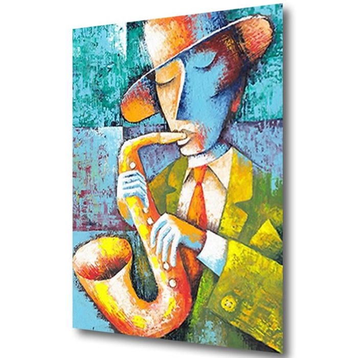 Man Plays Saxophone Painting Abstract Handmade Artwork Decor - Image 4