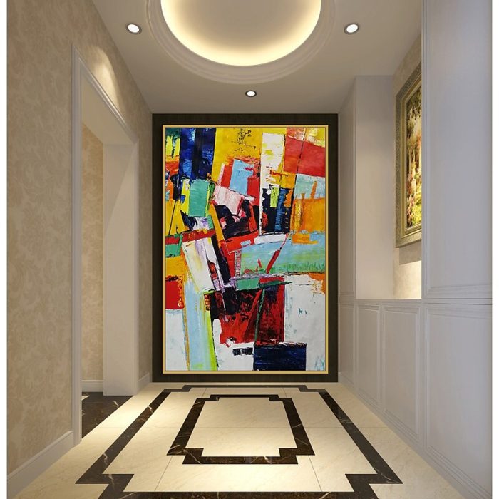 Mintura Multicolor Square Abstract Canvas Painting For Bedroom - Image 5