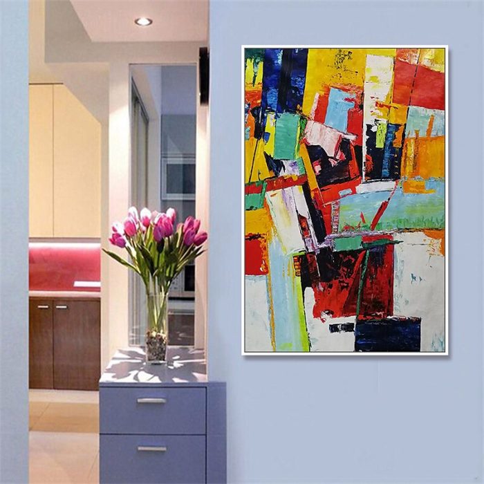 Mintura Multicolor Square Abstract Canvas Painting For Bedroom - Image 7