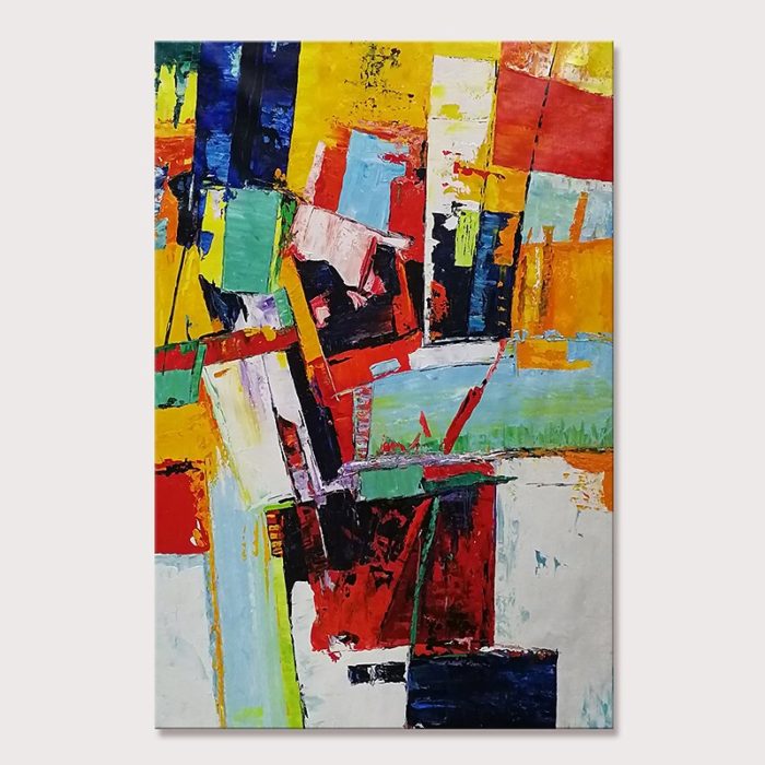 Mintura Multicolor Square Abstract Canvas Painting For Bedroom - Image 2
