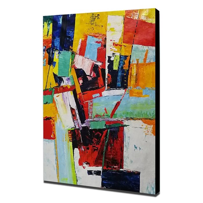 Mintura Multicolor Square Abstract Canvas Painting For Bedroom - Image 4