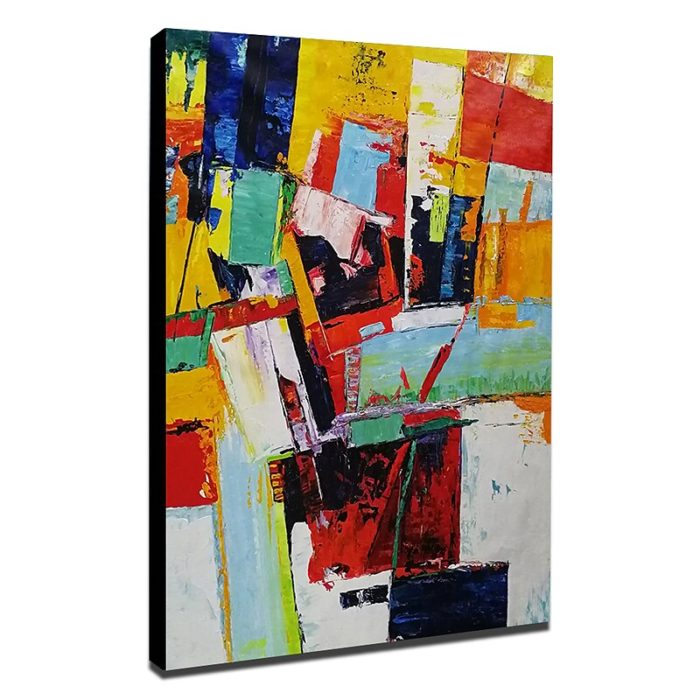 Mintura Multicolor Square Abstract Canvas Painting For Bedroom - Image 3