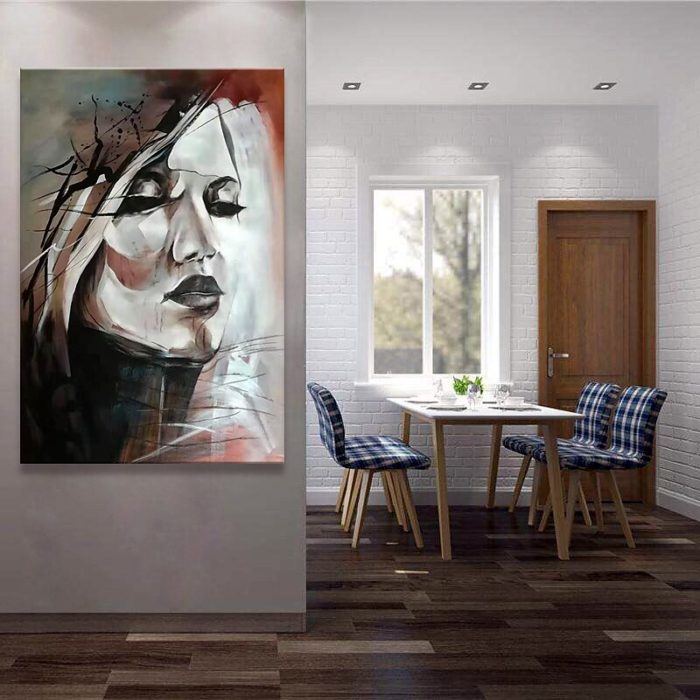 Mintura Portrait Of Woman Painting Modern Abstract Artwork Decor - Image 6