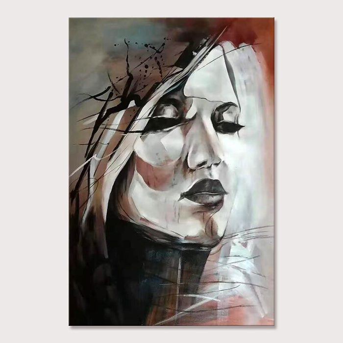 Mintura Portrait Of Woman Painting Modern Abstract Artwork Decor - Image 2