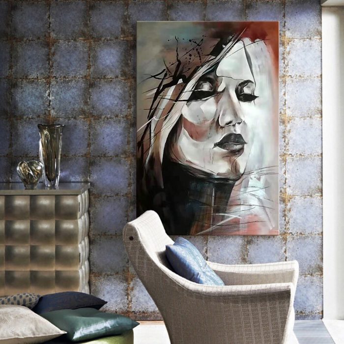 Mintura Portrait Of Woman Painting Modern Abstract Artwork Decor - Image 5