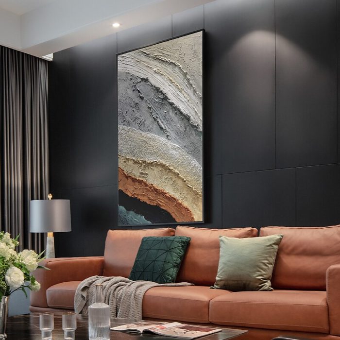 Modern Abstract Hand Painted Canvas Wall Art Vertical Painting