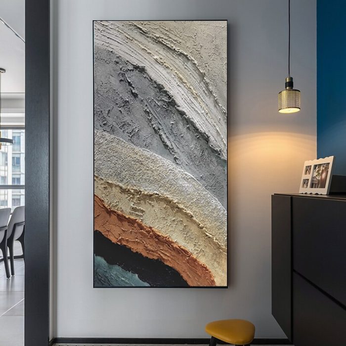 Modern Abstract Hand Painted Canvas Wall Art Vertical Painting - Image 6