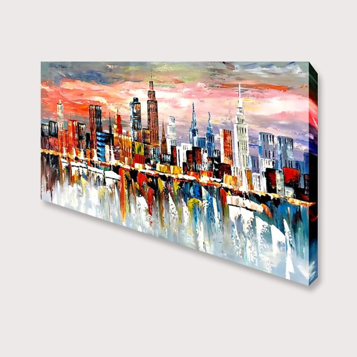 Modern City Scene Painting Building Skyline Art Home Decorations - Image 4