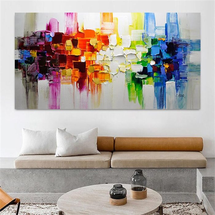 Modern Colorful Abstract Handmade Knife Texture Canvas Painting - Image 6