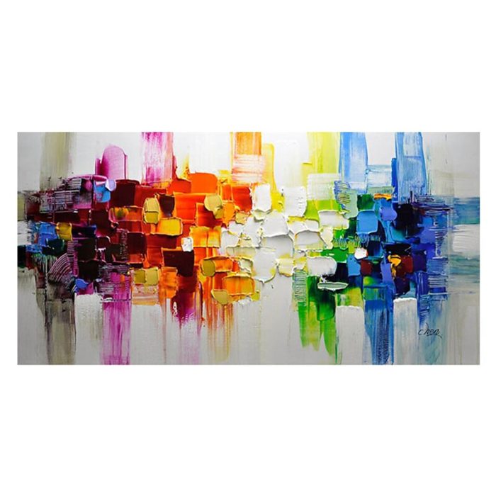 Modern Colorful Abstract Handmade Knife Texture Canvas Painting - Image 2