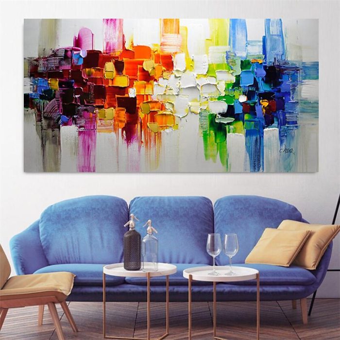 Modern Colorful Abstract Handmade Knife Texture Canvas Painting
