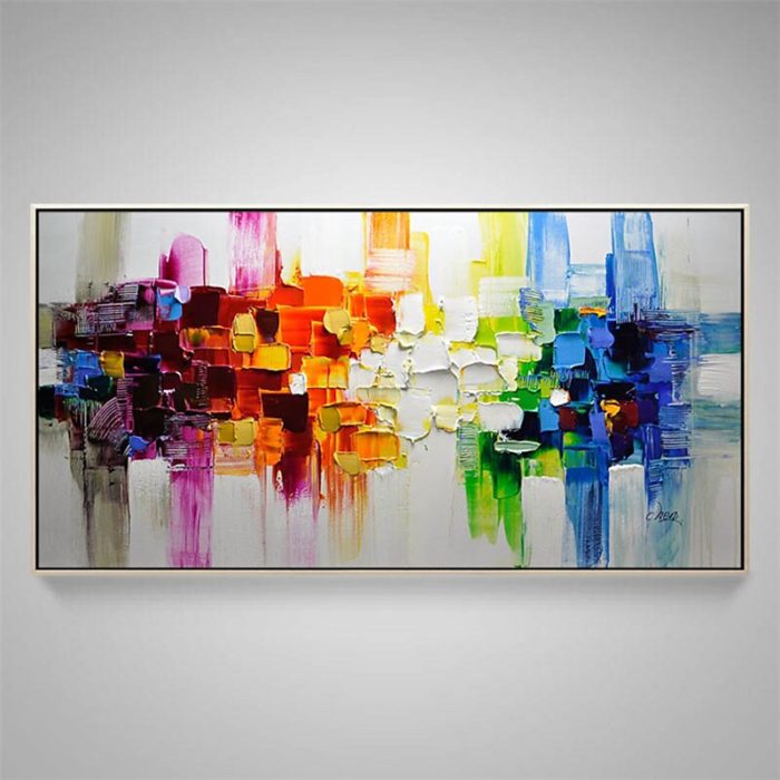 Modern Colorful Abstract Handmade Knife Texture Canvas Painting - Image 3