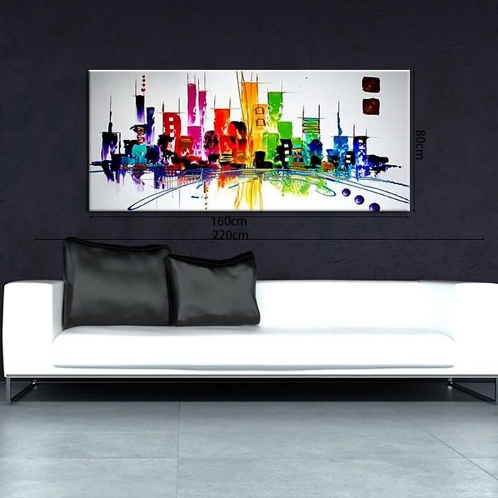 Modern Colorful City Painting Landscape Canvas Wall Art Decoration - Image 6