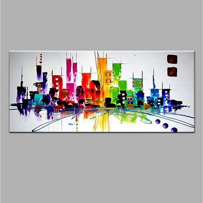 Modern Colorful City Painting Landscape Canvas Wall Art Decoration - Image 2