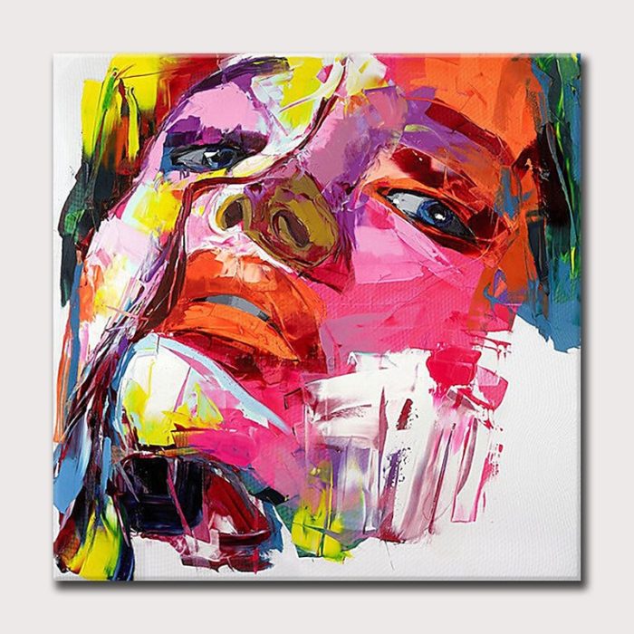 Modern Face Canvas Oil Paintings Palette Knife Portrait Canvas Art - Image 2