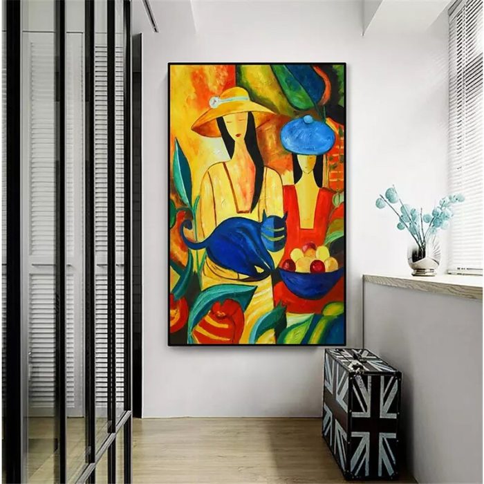 Modern Retro Figure Textured Abstract Oil Paintings Decor For Wall - Image 5