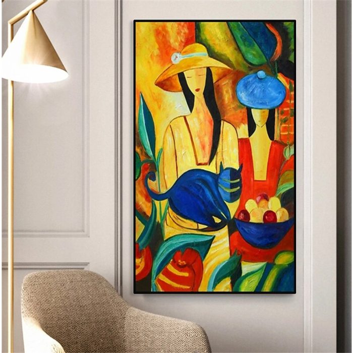 Modern Retro Figure Textured Abstract Oil Paintings Decor For Wall - Image 4