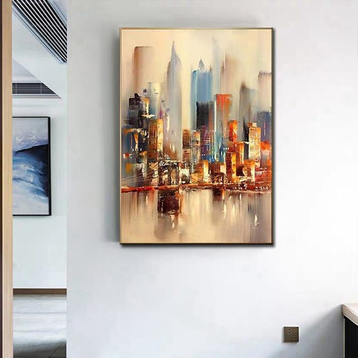 New York Oil Paintings Modern Textured Cityscape Canvas Art