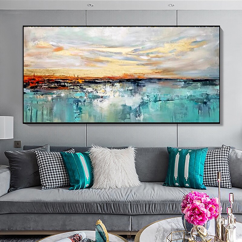 Large Contemporary Art Acrylic Painting,Horizontal Abstract Landscape Oil  Painting On Canvas,Large Contemporary Art Canvas