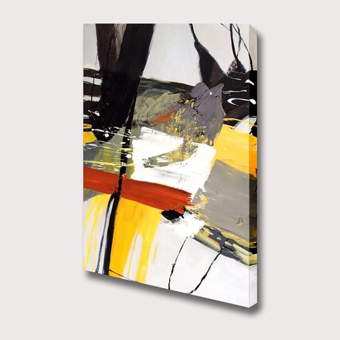 Original Abstract Painting Black & Yellow & White & Red Wall Art - Image 4