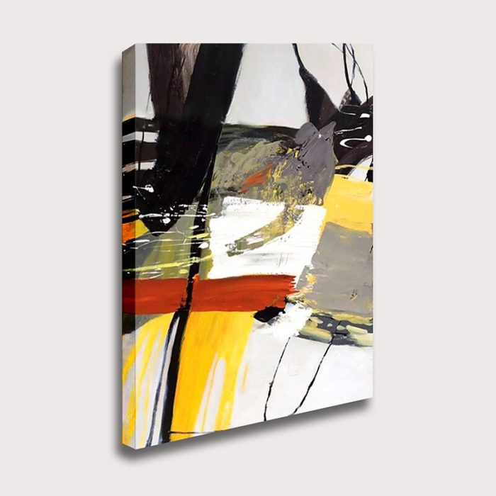 Original Abstract Painting Black & Yellow & White & Red Wall Art - Image 3