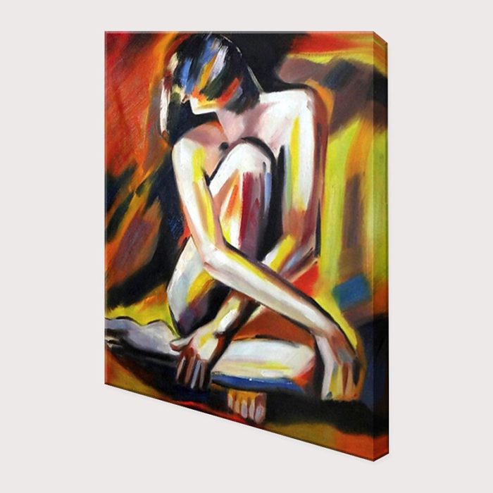 Original Lady Nude Hand Painted Oil Painting Decor Bedroom Wall - Image 4
