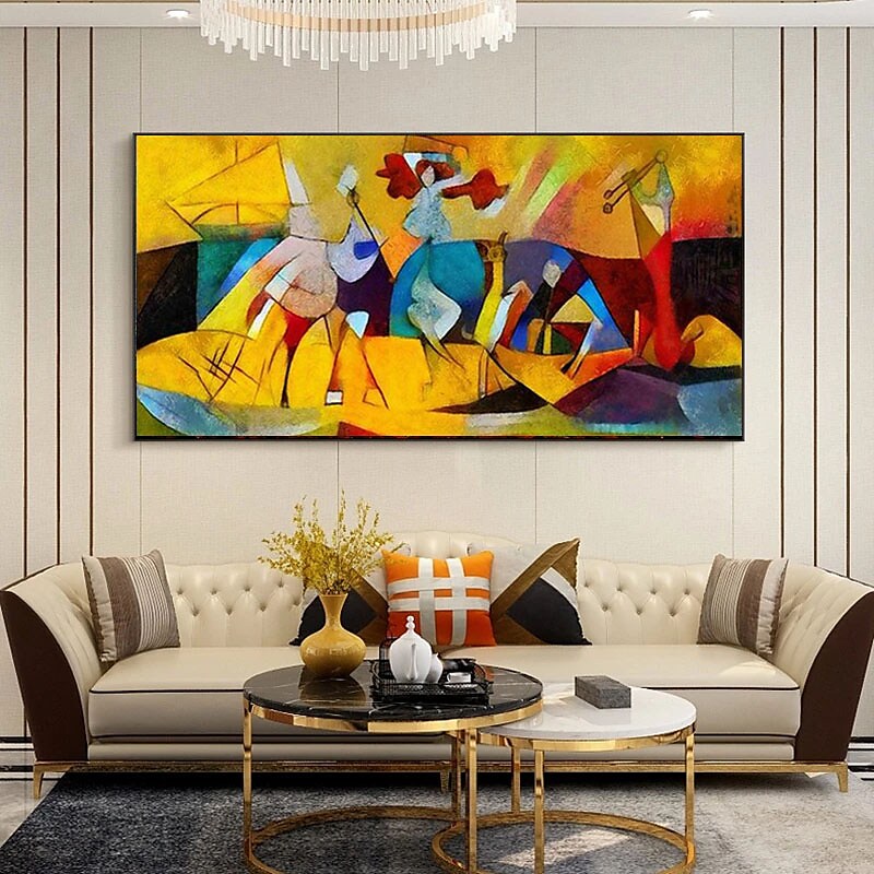 Picasso Style Wall Art Hand Painted Canvas Oil Painting Lovers Wall Art For  Home