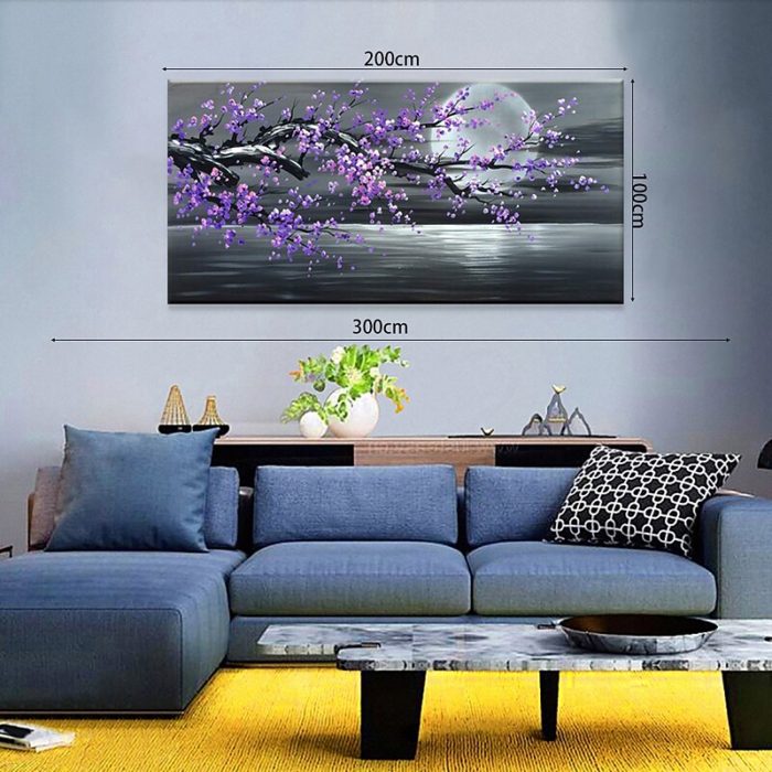 Plum Blossom Tree Painting Sea Landscape Abstract Artwork Decor