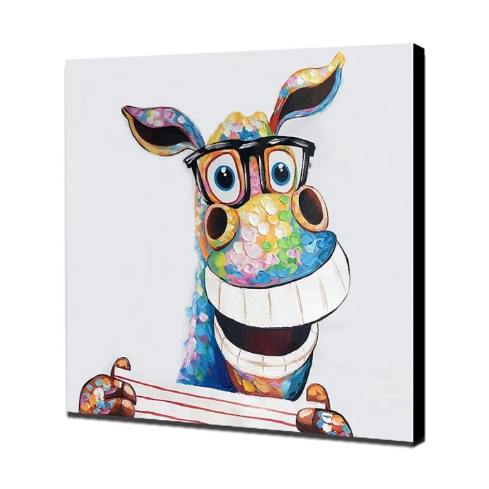 Pop Art Oil Painting Funny Animals Happy Donkey Canvas Art Decor - Image 4