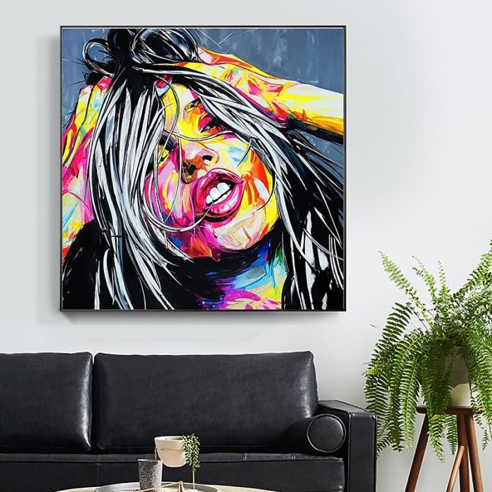 Pop Art Portrait Painting Acrylic Faces Original Canvas Wall Art - Image 5