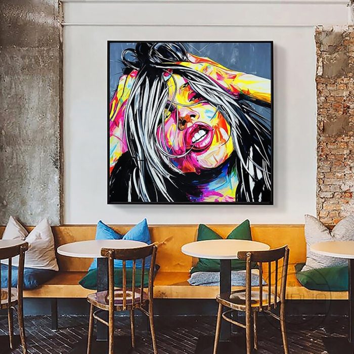 Pop Art Portrait Painting Acrylic Faces Original Canvas Wall Art - Image 3