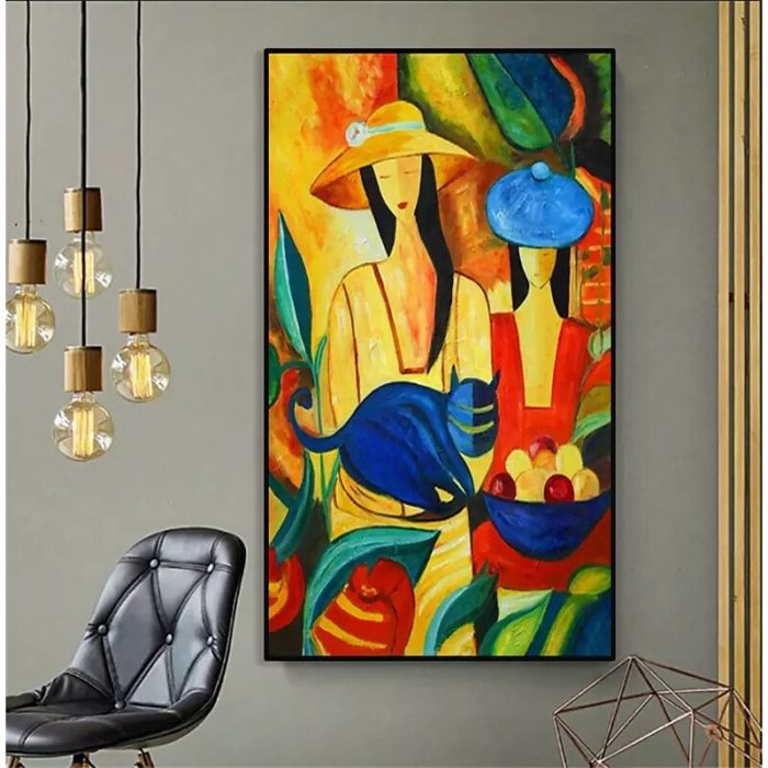 Pop Art Women Hand Painted Abstract Wall Art Decor Hallway
