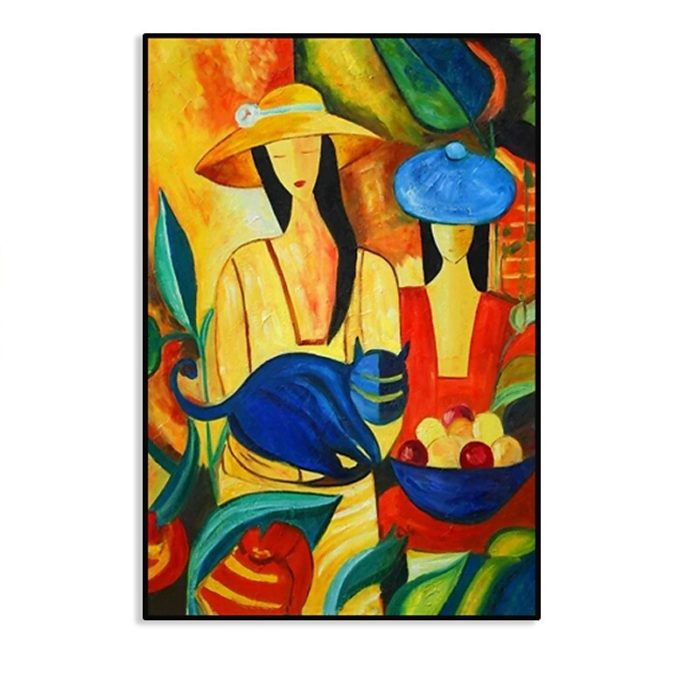 Pop Art Women Hand Painted Abstract Wall Art Decor Hallway - Image 2