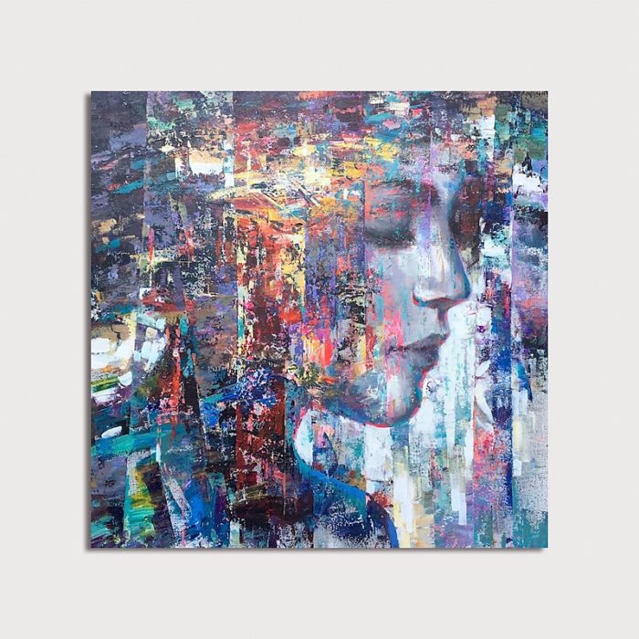 Portrait Face Palette Knife Oil Paintings Dark-Tone Painting - Image 2