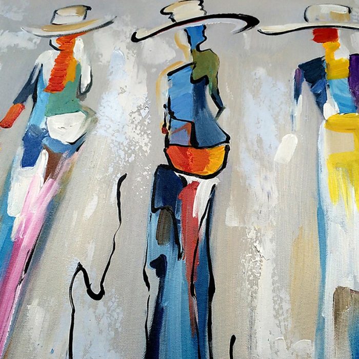 Portrait Modern Line Women Square Oil Painting Home Wall Decor - Image 5