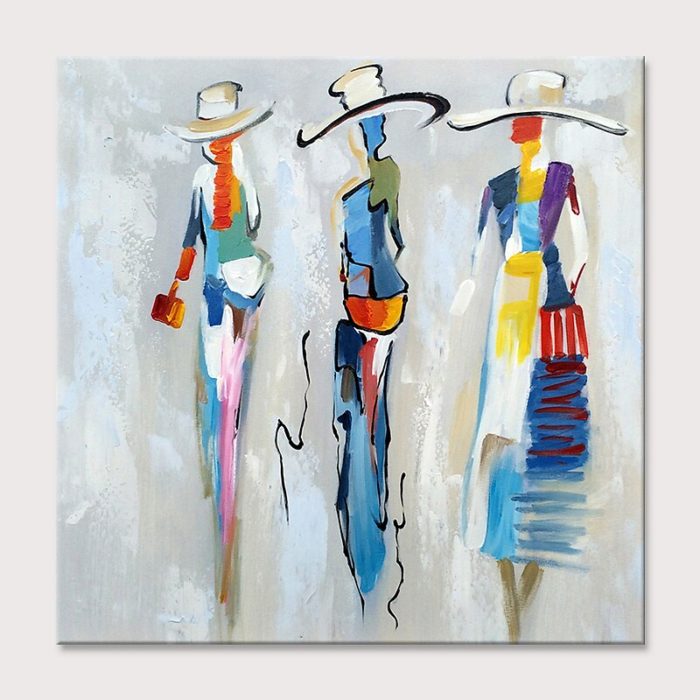 Portrait Modern Line Women Square Oil Painting Home Wall Decor - Image 2