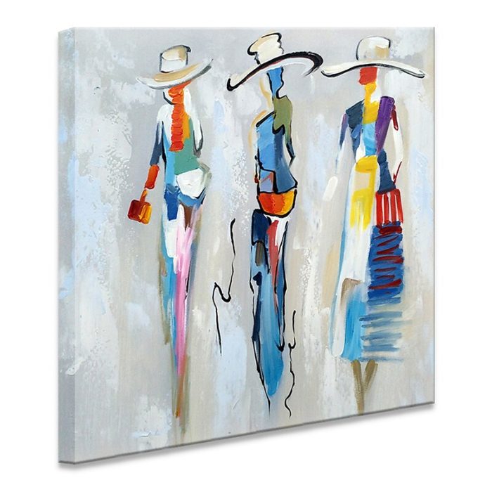 Portrait Modern Line Women Square Oil Painting Home Wall Decor - Image 3