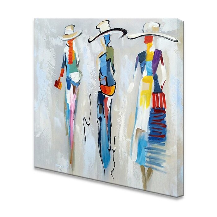 Portrait Modern Line Women Square Oil Painting Home Wall Decor - Image 4