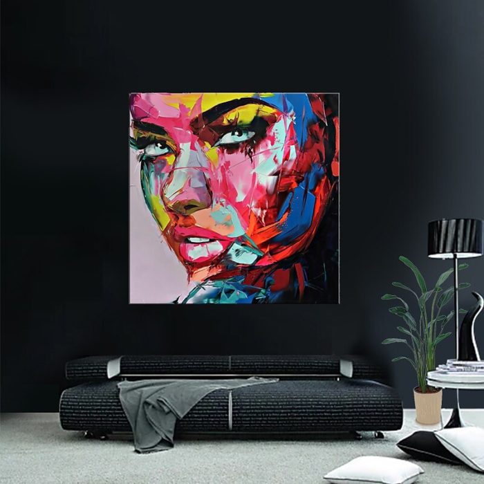 Portrait Palette Painting Lady Face Figures Square Wall Art Decor