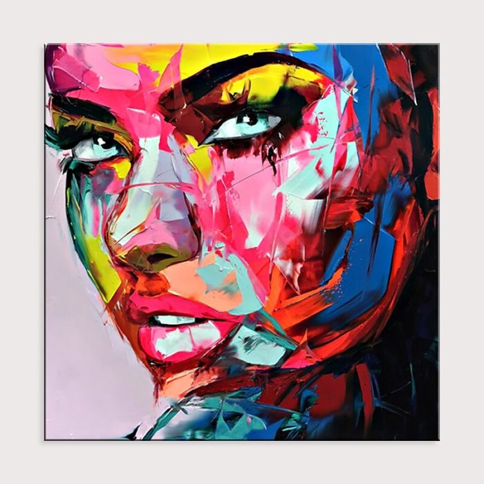 Portrait Palette Painting Lady Face Figures Square Wall Art Decor - Image 2