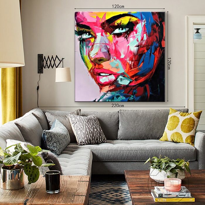 Portrait Palette Painting Lady Face Figures Square Wall Art Decor - Image 5