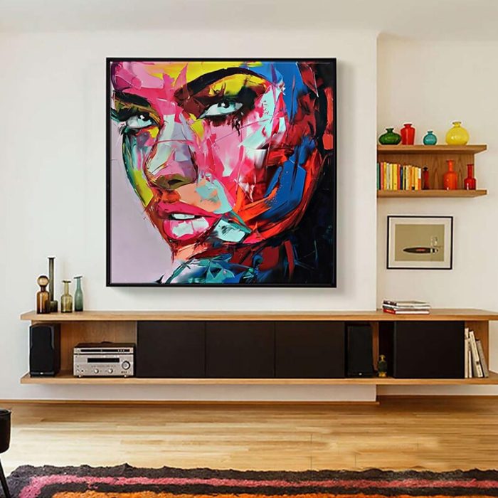 Portrait Palette Painting Lady Face Figures Square Wall Art Decor - Image 6