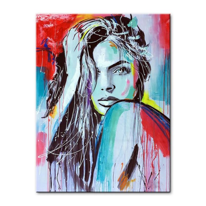 Portrait Woman Oil Painting Abstract Art Decor Home & Office - Image 2